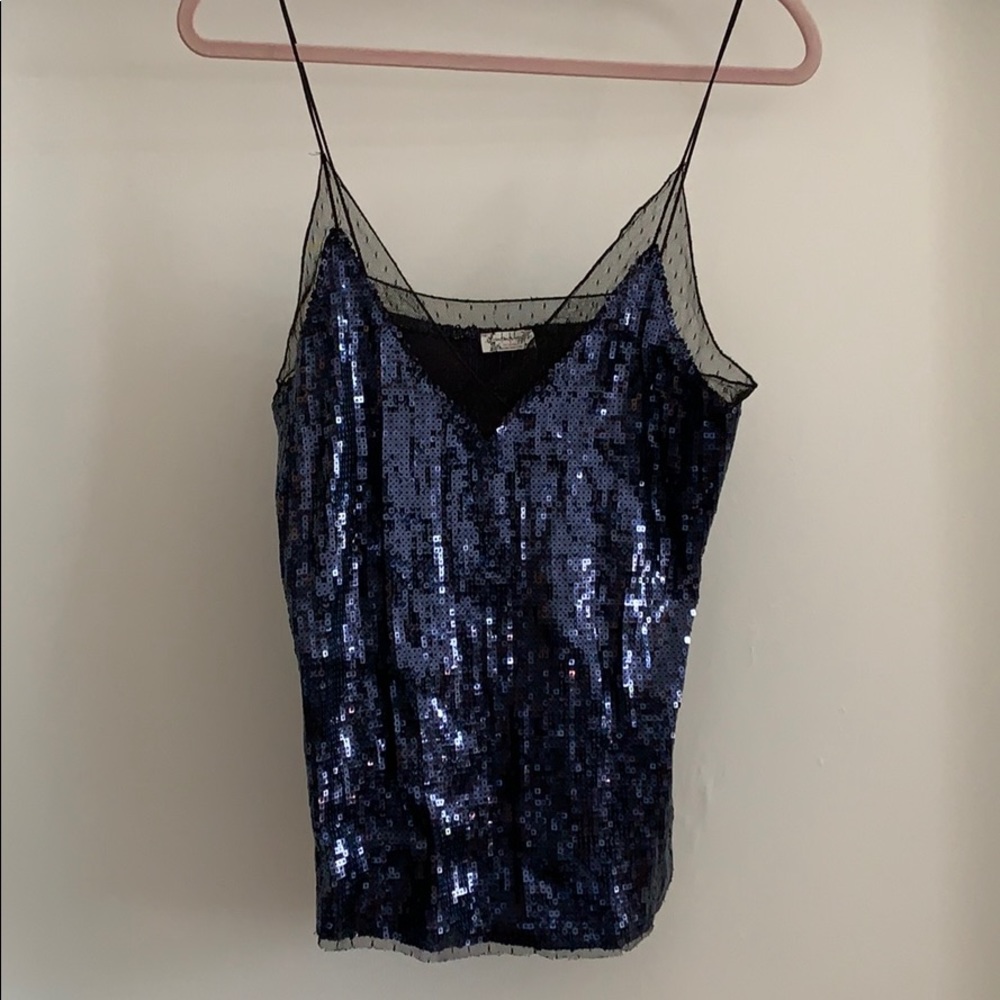 Free people sparkly spaghetti strap blouse